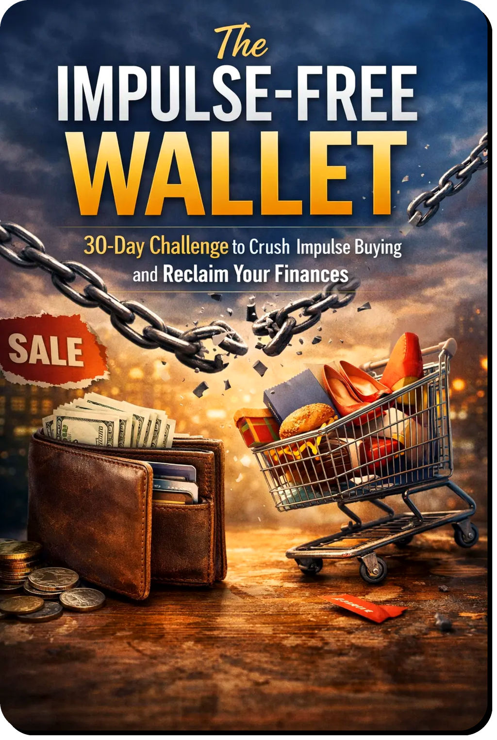 The Impulse-Free Wallet System guide showing a 30-day system to stop impulse buying, control spending habits and build smarter money decisions