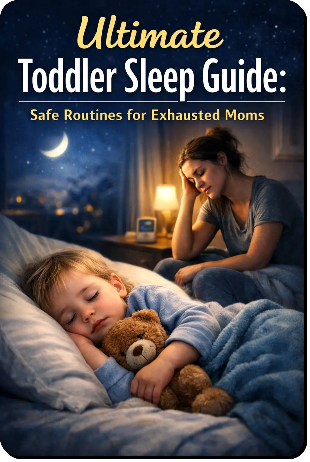 Ultimate toddler sleep guide showing safe routines for exhausted moms to help toddlers sleep better through the night